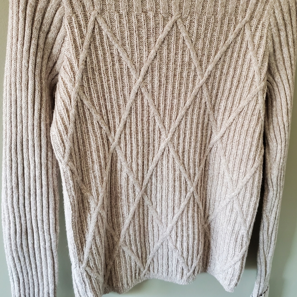 NWOT Hollister L Cabincore Coastal Neutral Cozy Cable Knit Turtleneck Sweater - Picture 10 of 11